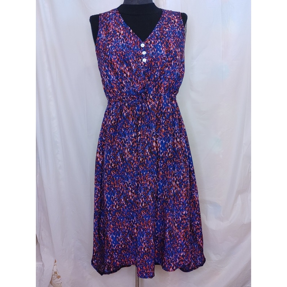 Shein Sz S/4 Multi-colour V-Neck Tie at Waist Sleeveless Unlined Maxi Dress‎